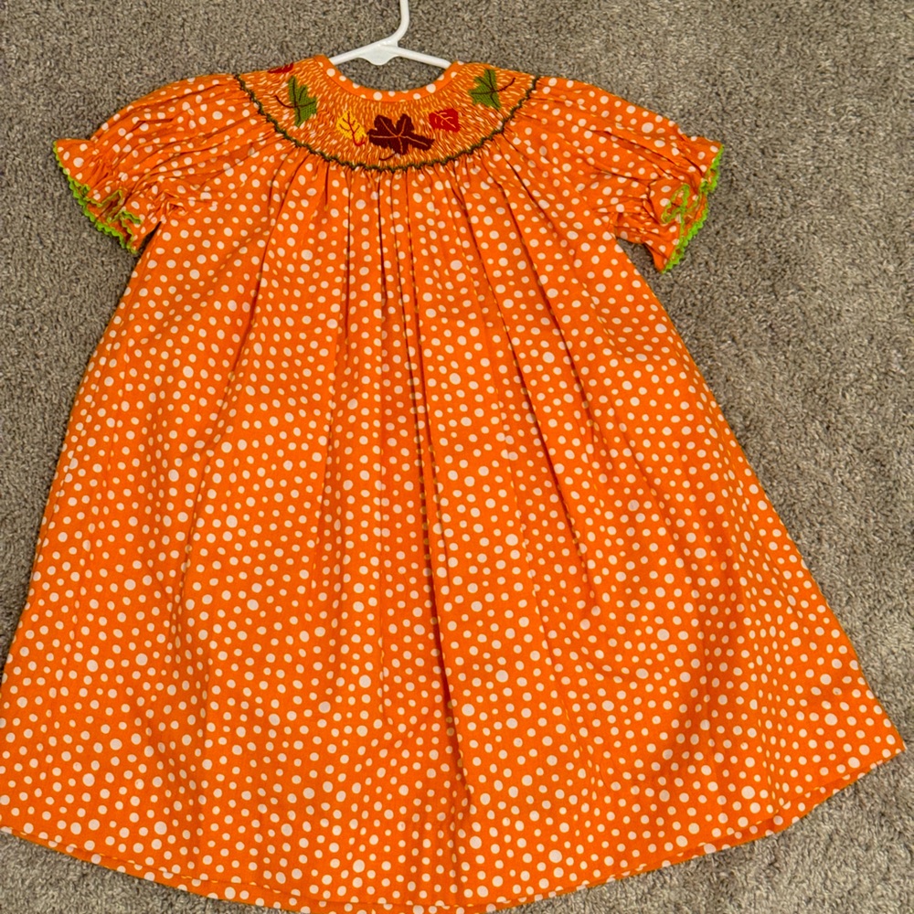 Fall smocked toddler dress